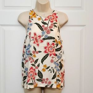 White & Floral Hi-Neck Top Size S Old Navy NWT
